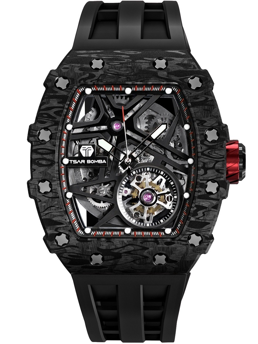 Tsar Bomba TB8209CF-01 Mens Watch Elemental Carbon Fiber Automatic 44mm 5ATM