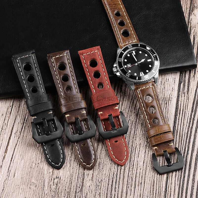 New Correa De Reloj De Piel De Vaca Pulsera De Cuero Genuino De 20mm 22mm Y 24mm