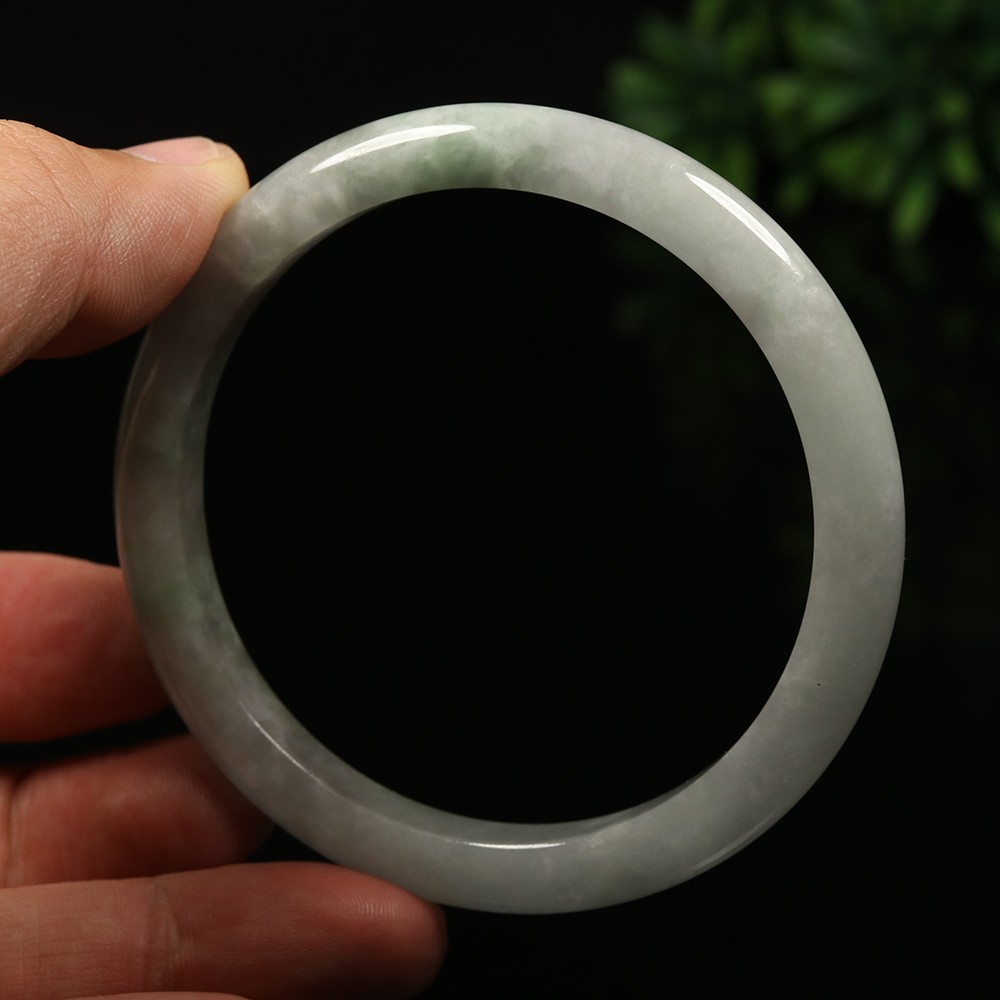 61mm White Lavender Green Jadeite Jade Bangle Bracelet Burma Jade Bangle A-14133