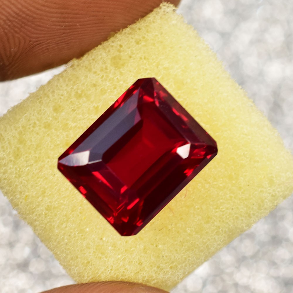 CERTIFIED 14.85 Ct NATURAL Red Ruby Emerald Shape Loose Gemstone For Gifting