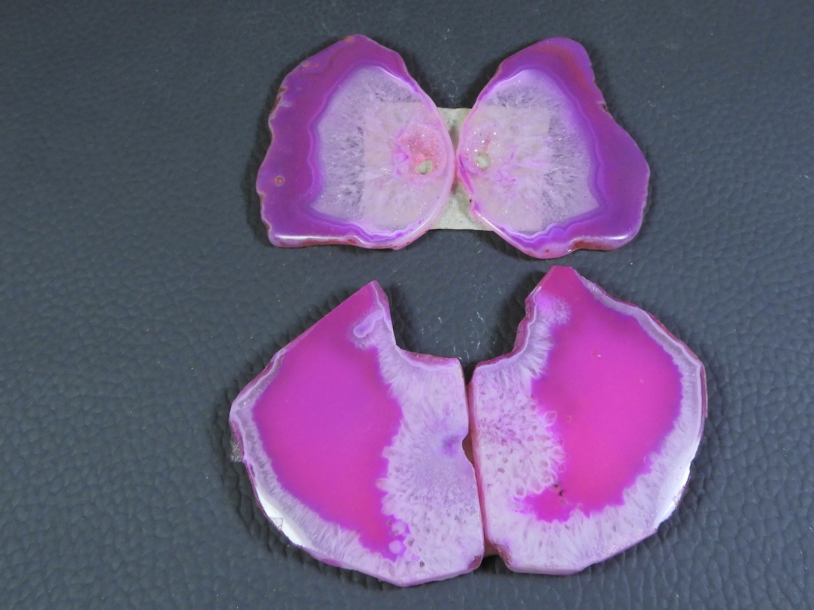 Dyed Slice Druzy Agate Matched pair Cabochon Loose Gemstone 2Pair Lot 218Cts B28