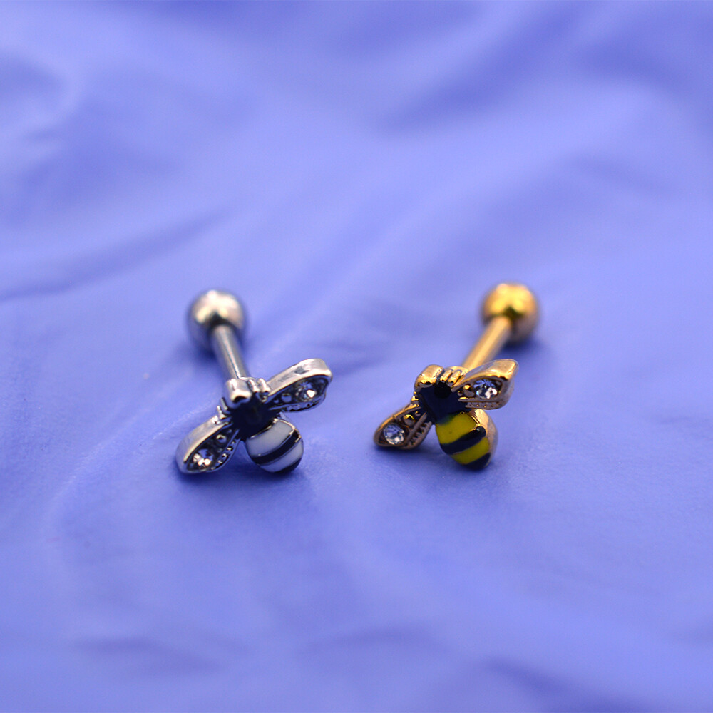 Bumble Bee Cartilage Piercing Barbell Helix, Tragus, Cartilage – 16GA 1/4-6mm