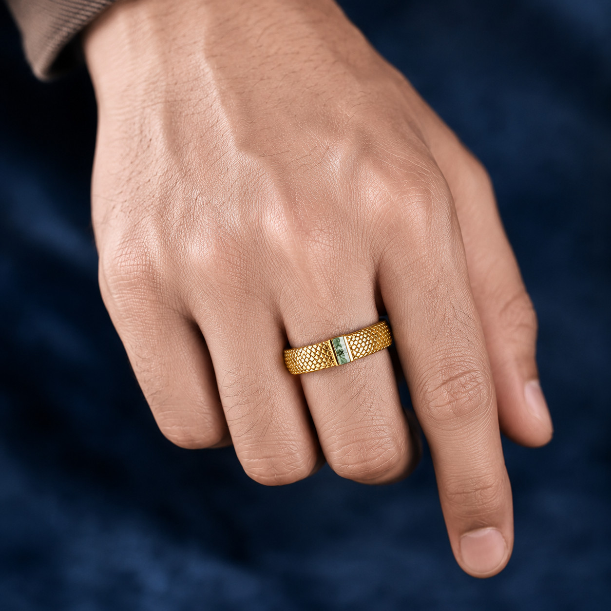 Vintage Moss Agate Promise Wedding Band Ring Mens Womens Band Ring Gift For Him