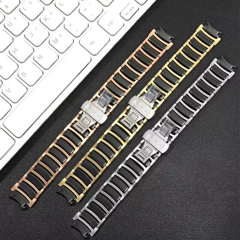 Steel Ceramic Watchband for Rado Centrix 12-20mm Men Women Butterfly Buckle Band