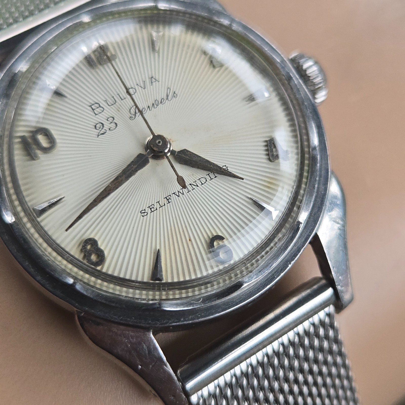 Vintage Bulova 23 “A” Men’s automatic watch sunburst dial 10BPAC USA 1959