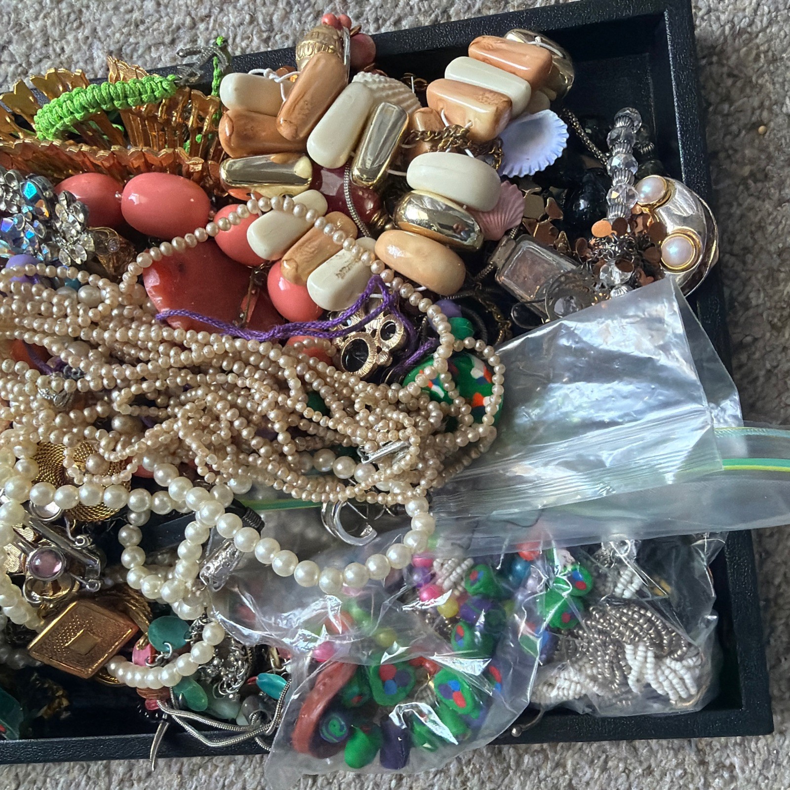 5.76 Lbs Bulk Craft Jewelry Lot Junk Repurpose Beads Wearable As Pictured As Is