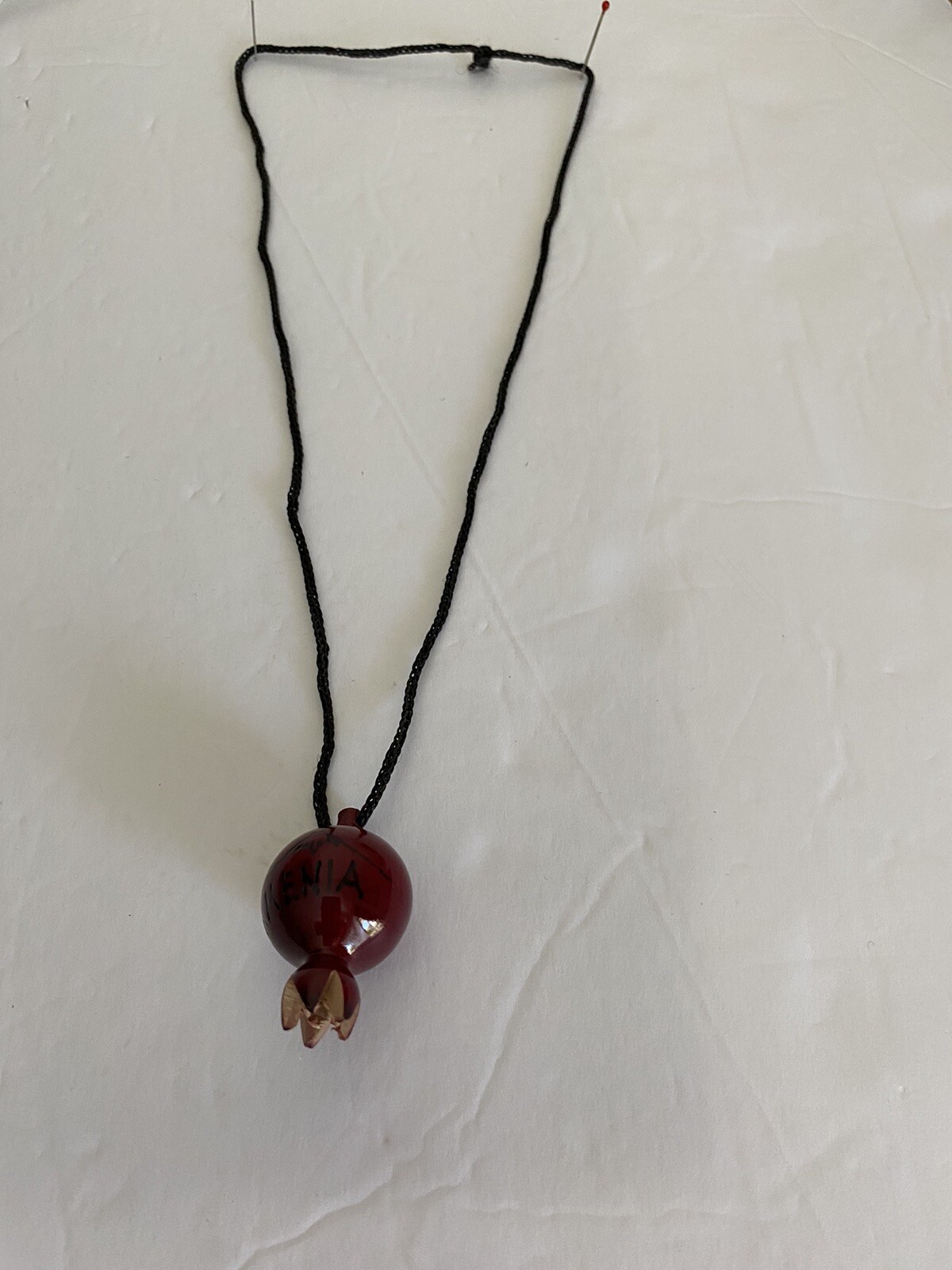 Red Wooden Pomegranate Pendant Handmade Armenian