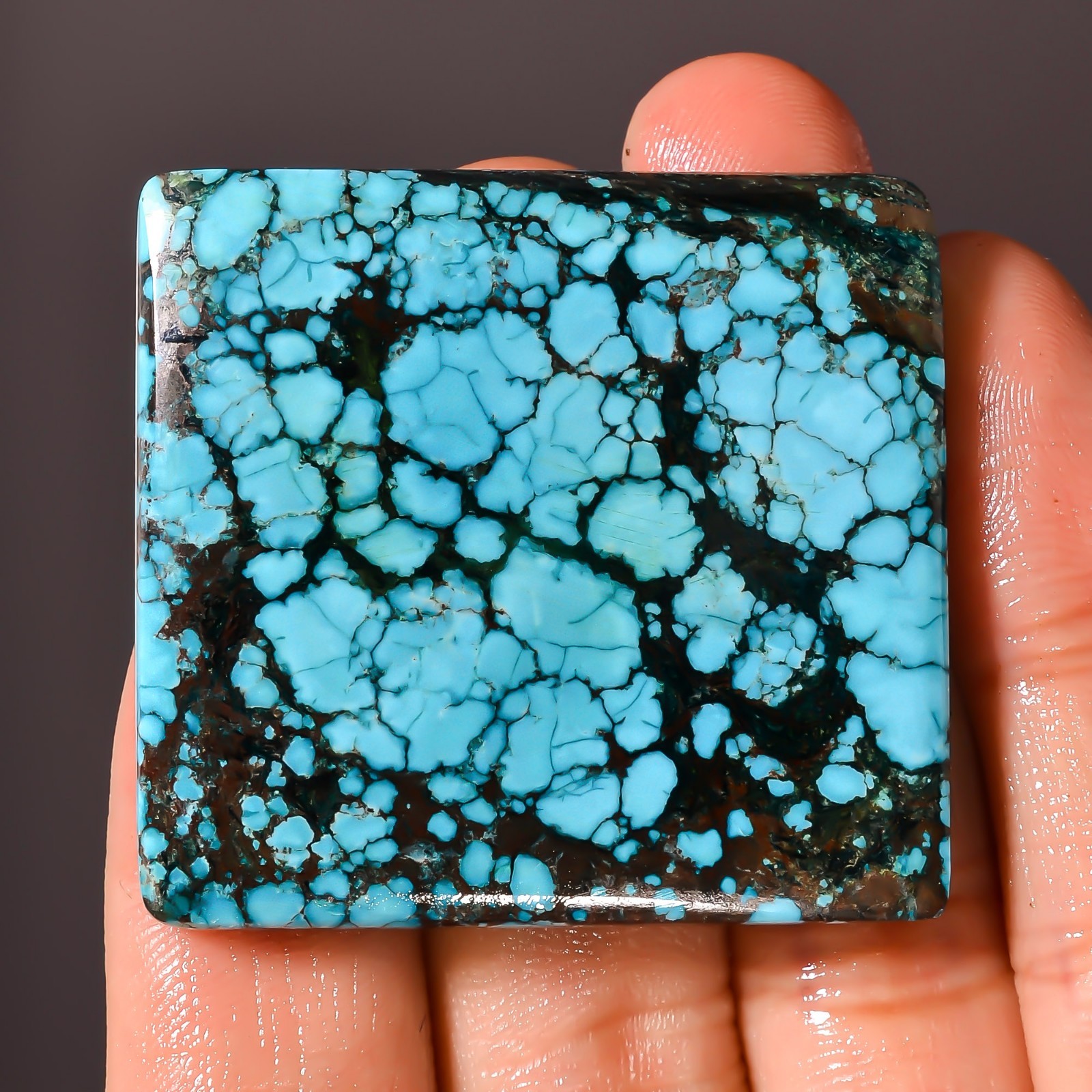 Tibet Turquoise 144.35Ct Cushion Shape Cabochon Natural 38x41x7mm Loose Gemstone