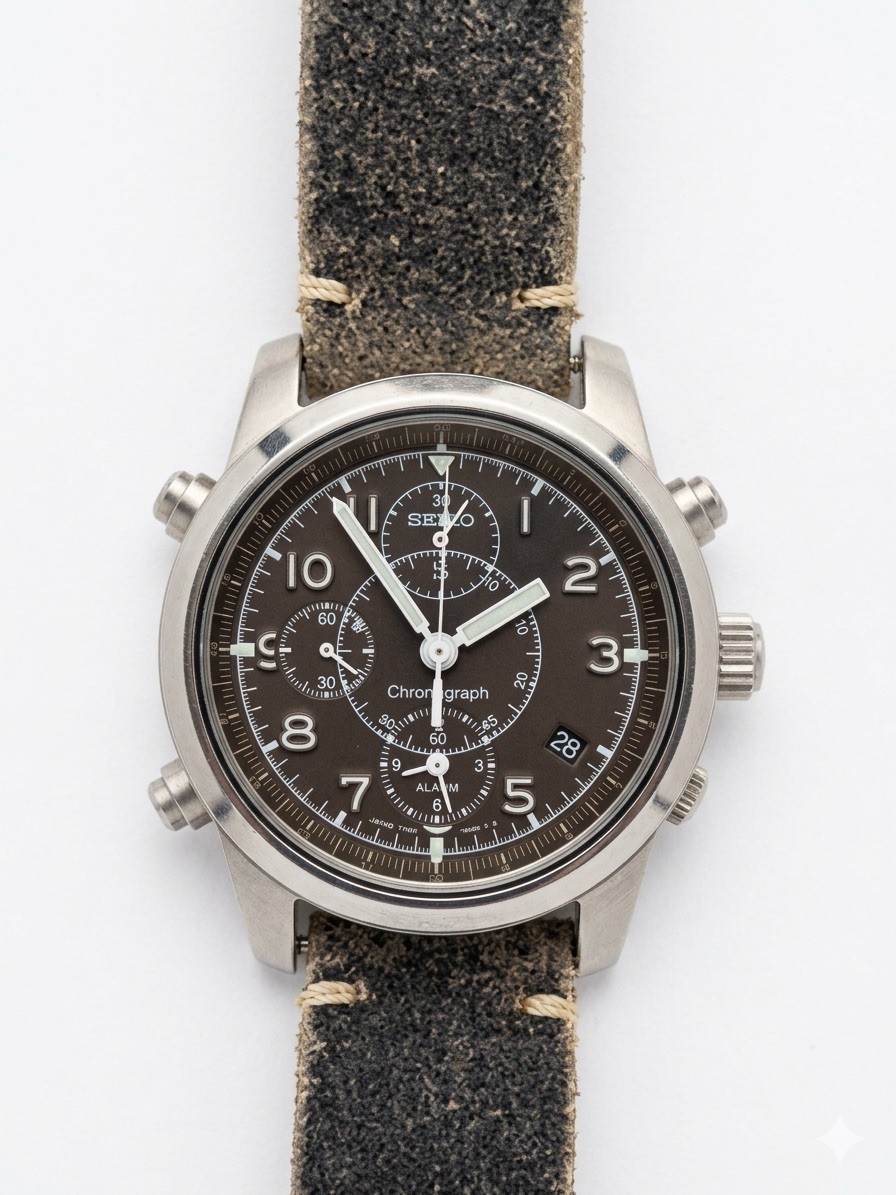 Vintage【Near MINT】Seiko 7T32-7E90 Black Chronograph Men’s Wrist Watch From JAPAN