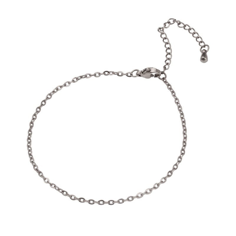 5PCS 2mm Stainless Steel Waterproof Chain Bracelet with 2″ Extender SSC81