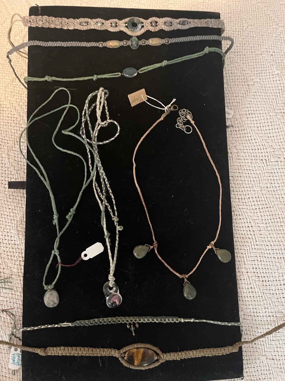 Hemp Jewelry Lot Of 18 Pieces W/semi-precious Stones All New