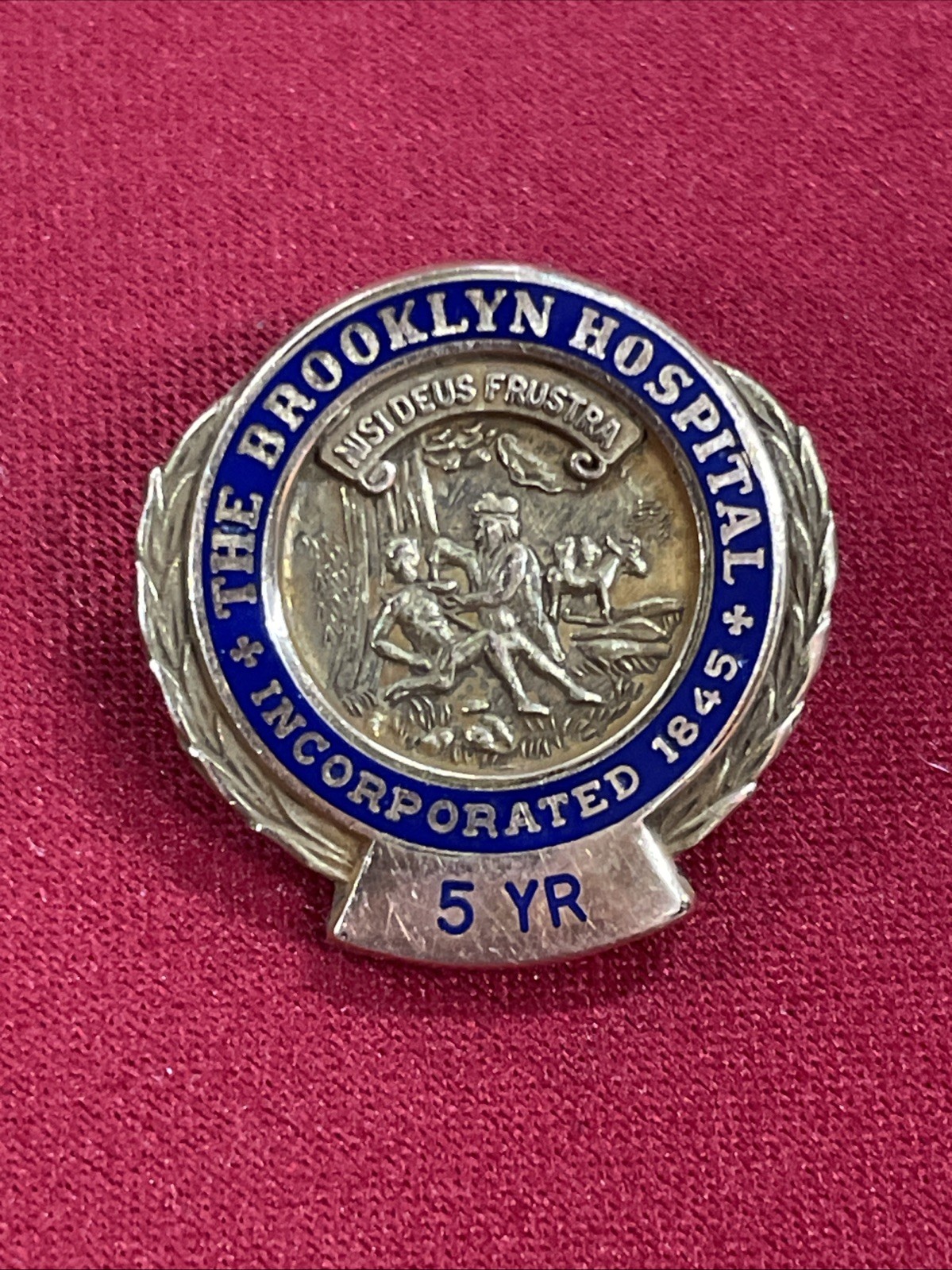 Vintage Yellow Gold Filled The Brooklyn Hospital 5 Years Pin Brooch