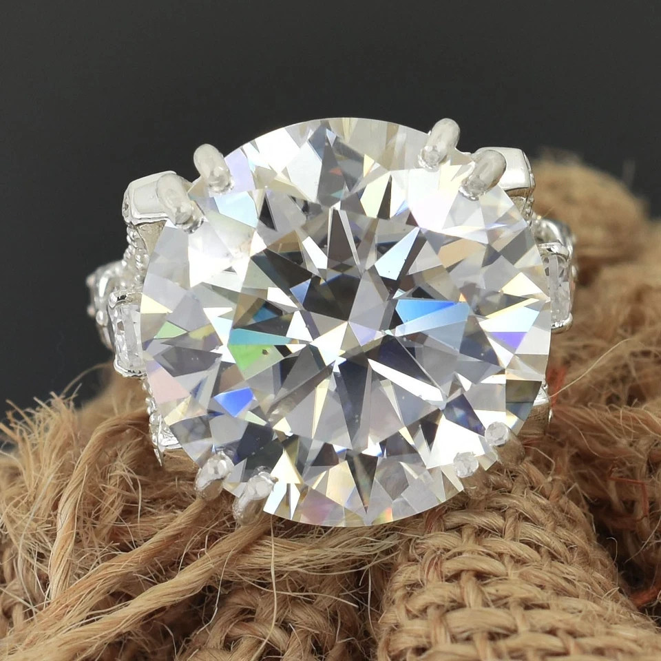 RARE 15 Ct Certificate White Diamond Solitaire Ring, Amazing Bling-FREE SHIPPING