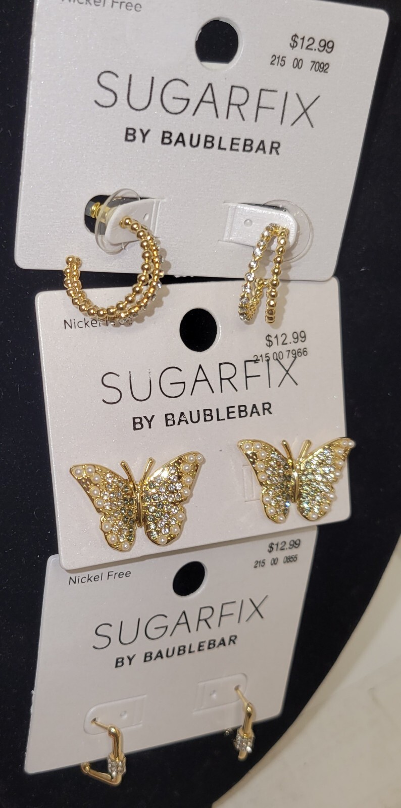 Lot Of 3 Sugar Fix By Baublebar Earrings- Pierced/Post Backing Nickel Free NEW