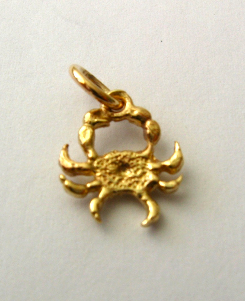 GENUINE SOLID 9K 9ct YELLOW GOLD 3D Crab Zodiac Sign Ocean CHARM PENDANT