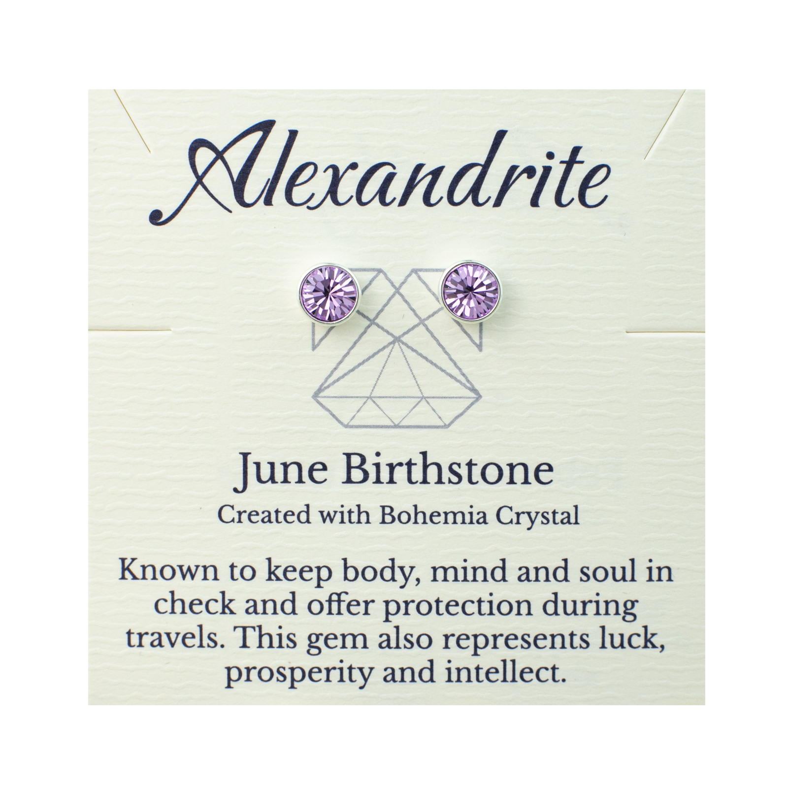 June Birthstone Alexandrite Earrings, Light Purple Crystal, Gold or Silver Studs