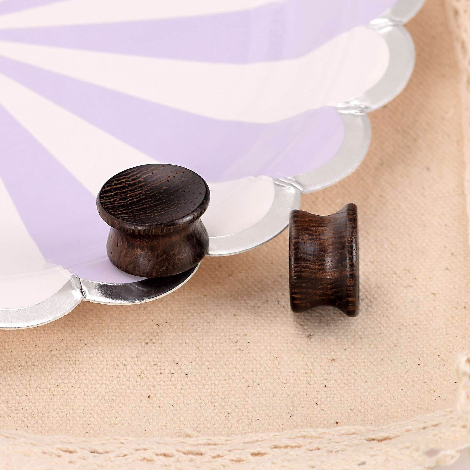 Natural Wood Ear Gauges Plugs Double Flared Concave Wooden Ear Expander Piercing