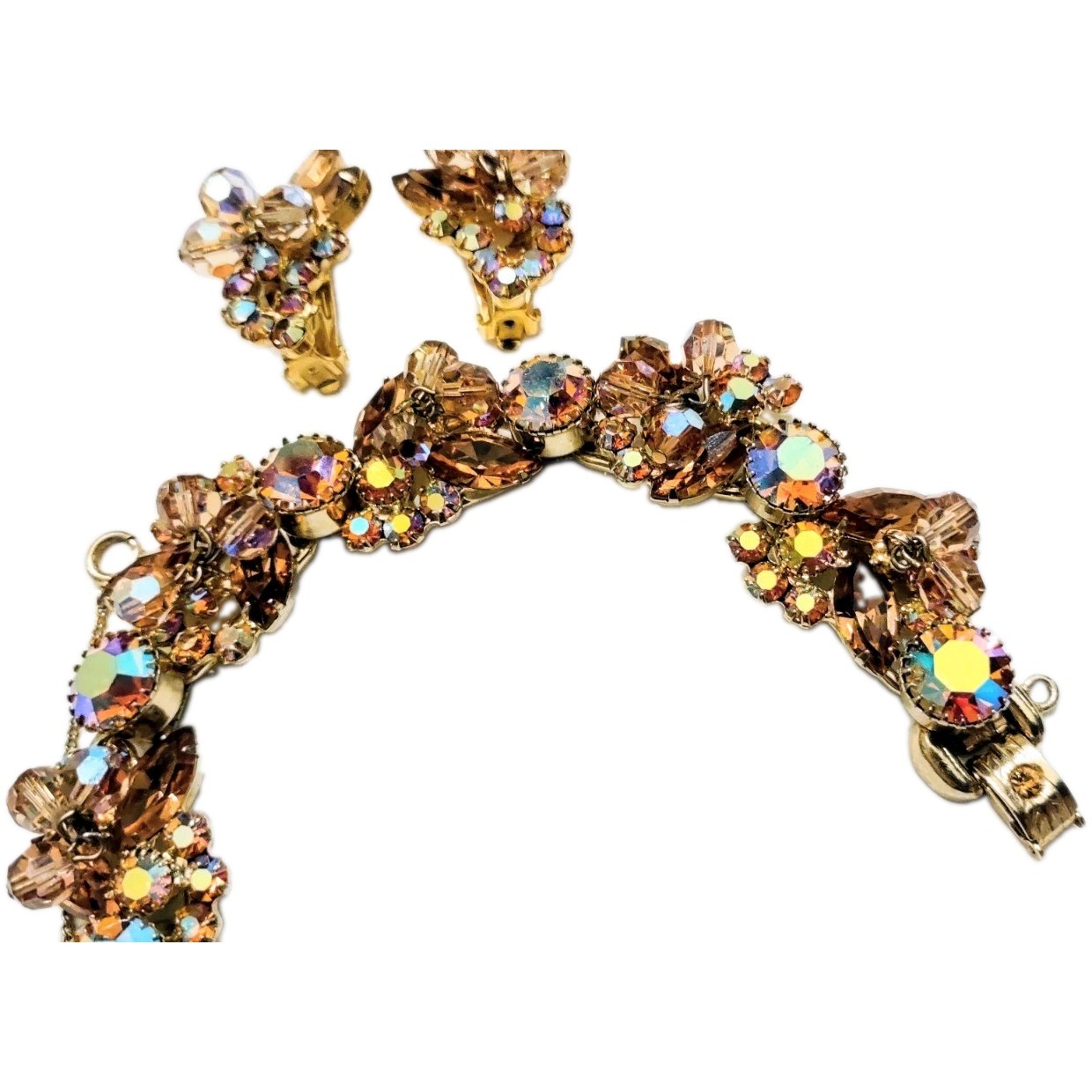 Juliana D&E Cha Cha Bracelet Matching Earrings Topaz AB Rhinestones