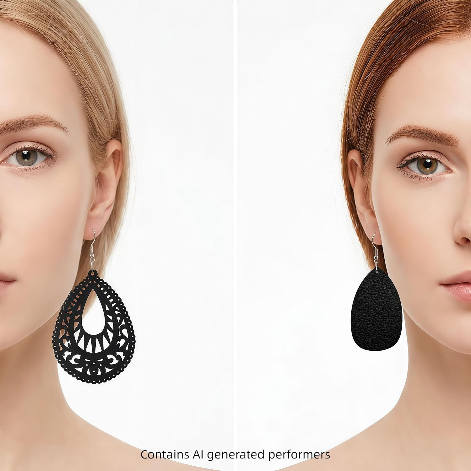 Boho Wood Dangle Earrings for Women, Lightweight Laser Cut Hollow Geometric Drop