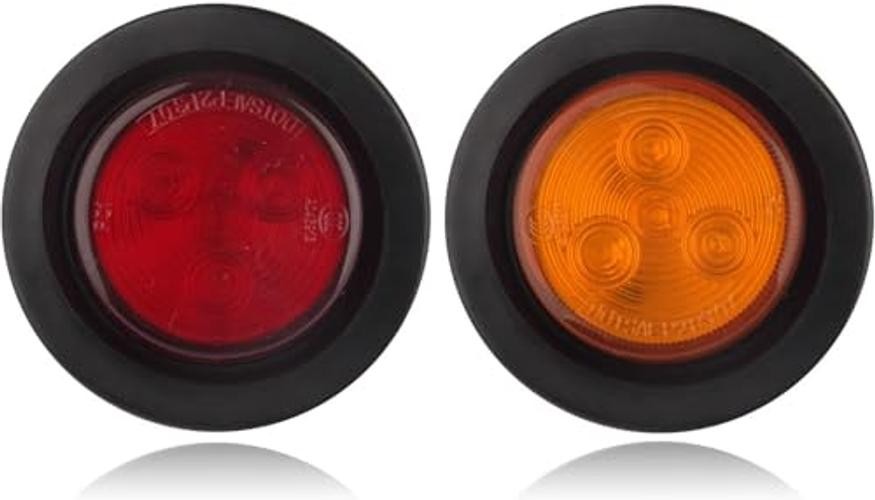 20Pcs 2″ Inch Round Led Marker Clearance Lights 4 LED, 10 Amber + 10 Red | 2