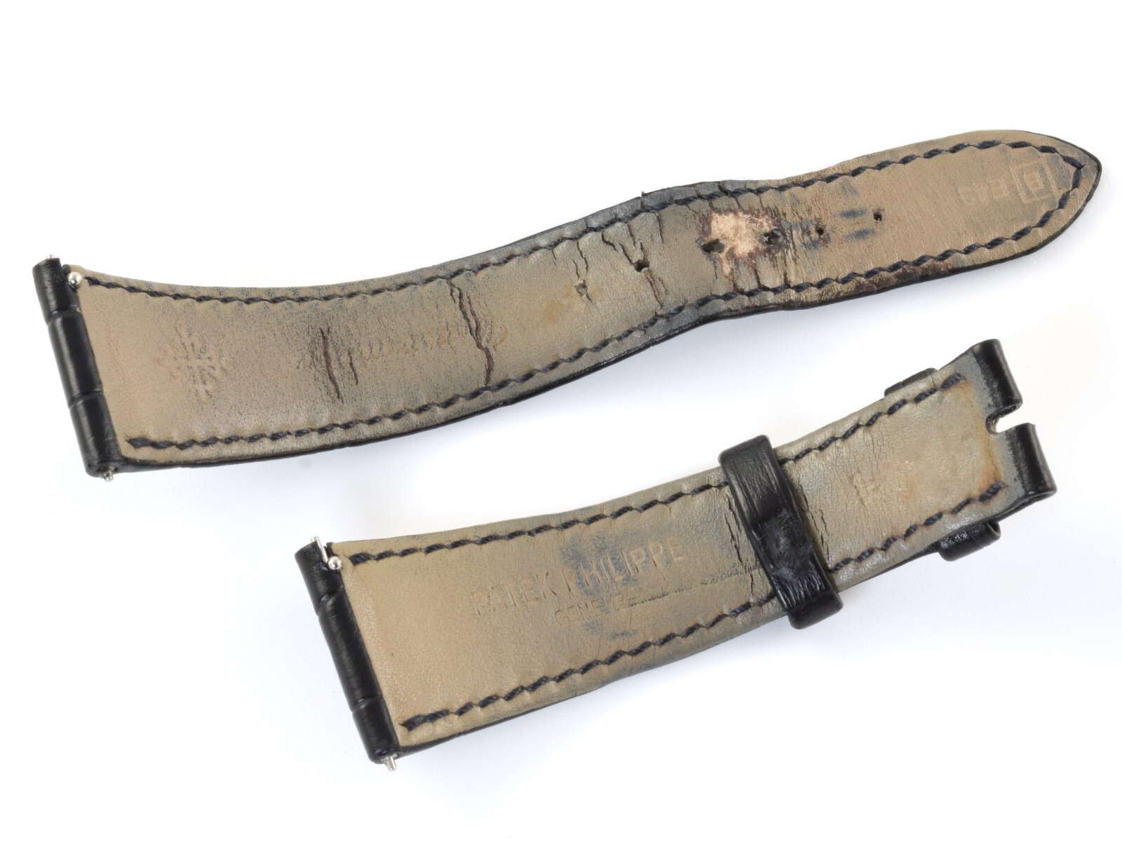 Authentic Patek Philippe Black Alligator Mens 22mm to 16mm Wide Watch Strap