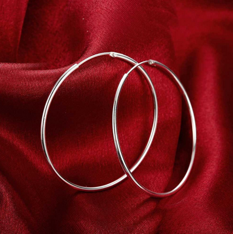 Women’s 925 Sterling Silver 60mm Large Round Endless Hoop Earrings