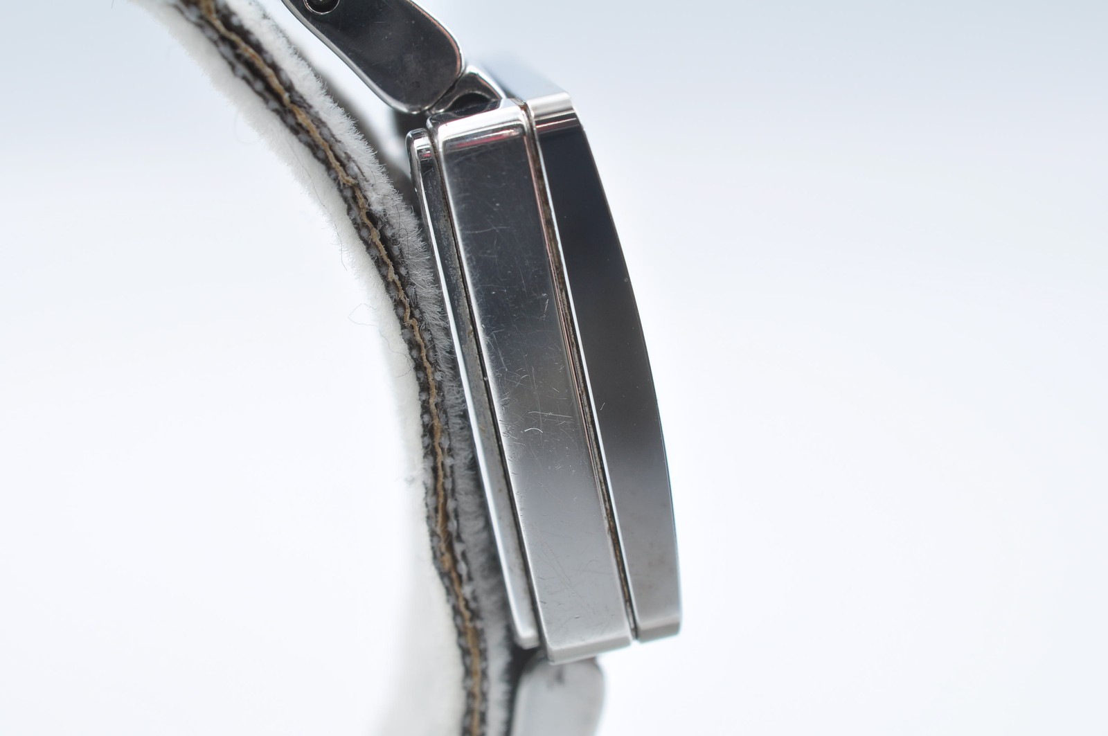 GUCCI 3600L Bezel G Face Quartz Square Silver Watch Women Analog Auth w-1202