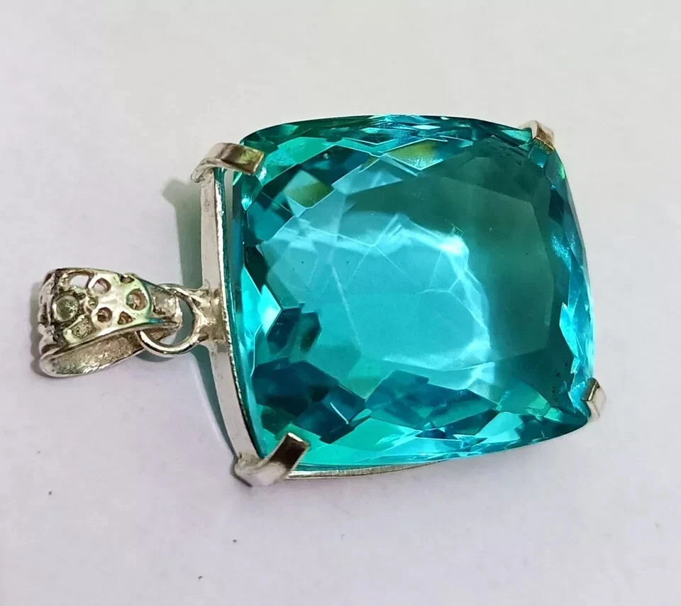105 t+ Natural Blue Topaz 925 Solid Silver Pendant ZG Gemstone EGL Certified S04