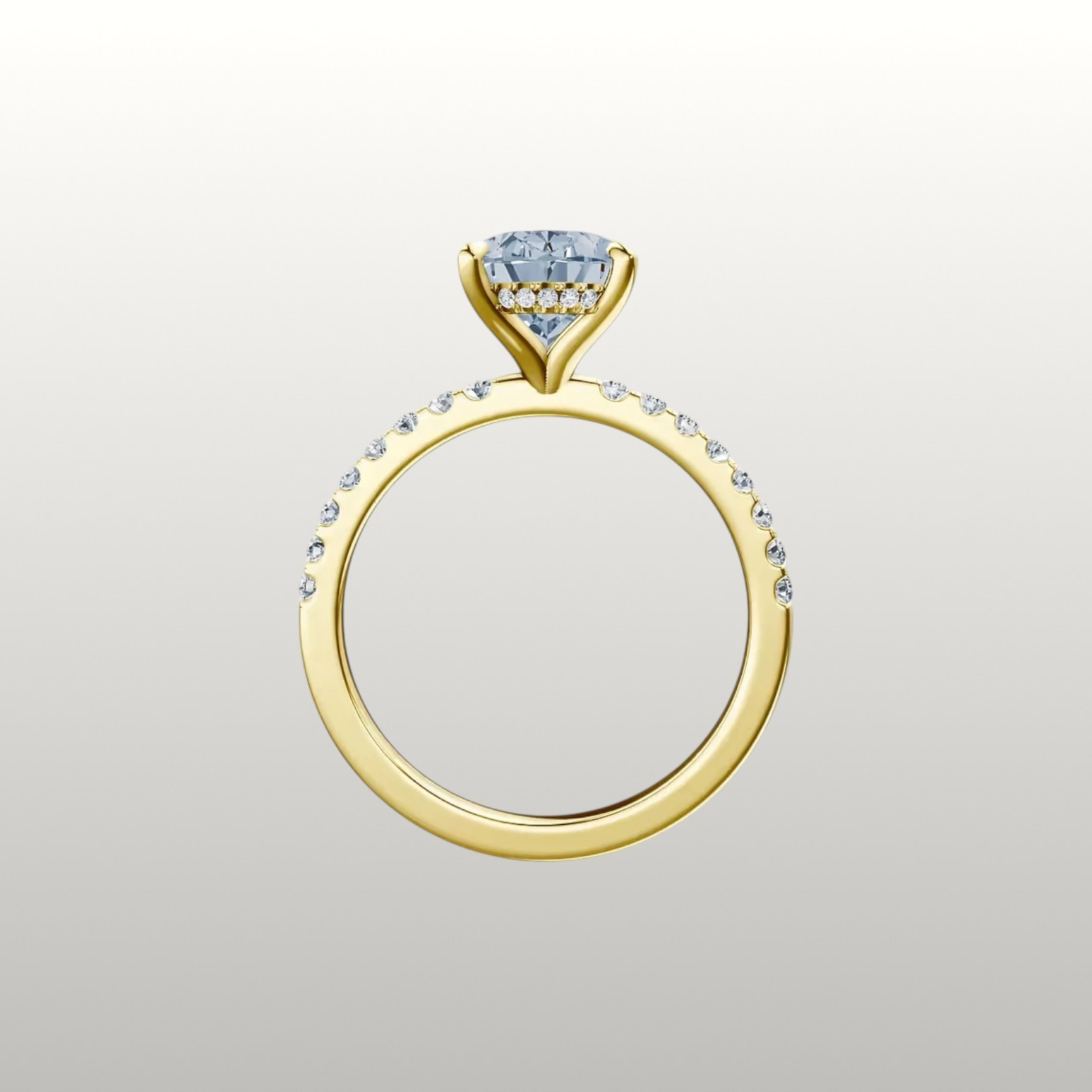 Fancy Vivid Blue 14k Yellow Gold IGI Lab Created Diamond Ring 2.75 Ct Oval Cut