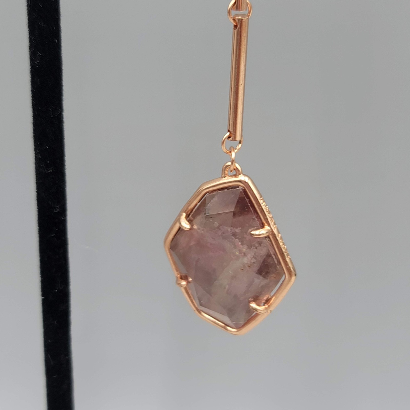 Kendra Scott Charmian Sable Mica Rose Gold tone Pierced Earrings Dangle 3.25″