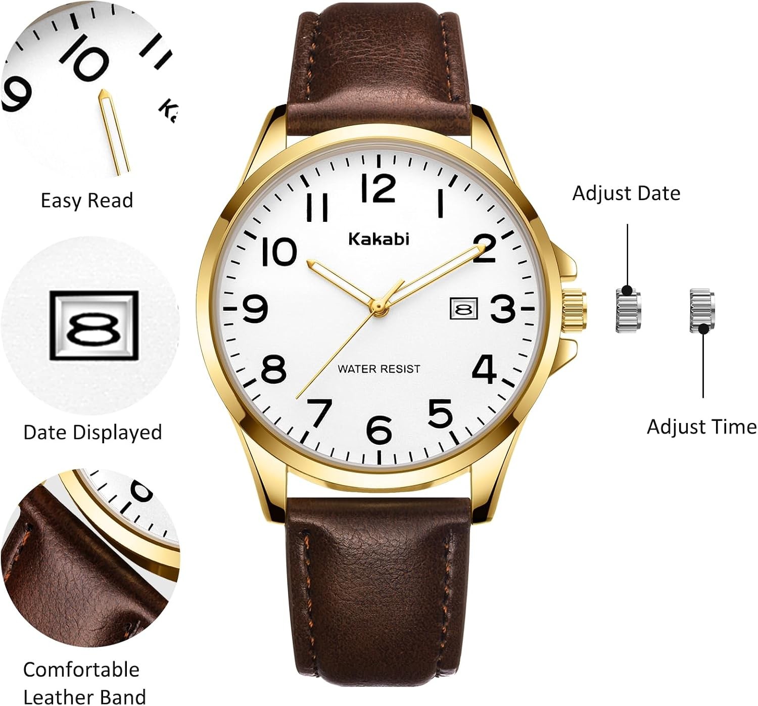 Watch for Men, Fashion Minimalist Wrist Watch Waterproof Quartz Analog Date with