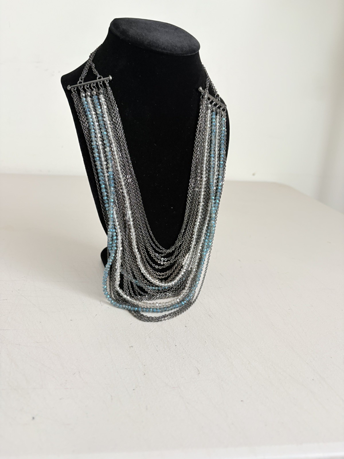 Macy’s Inc International Concepts Multi Strand Bead & Gunmetal Chains Necklace