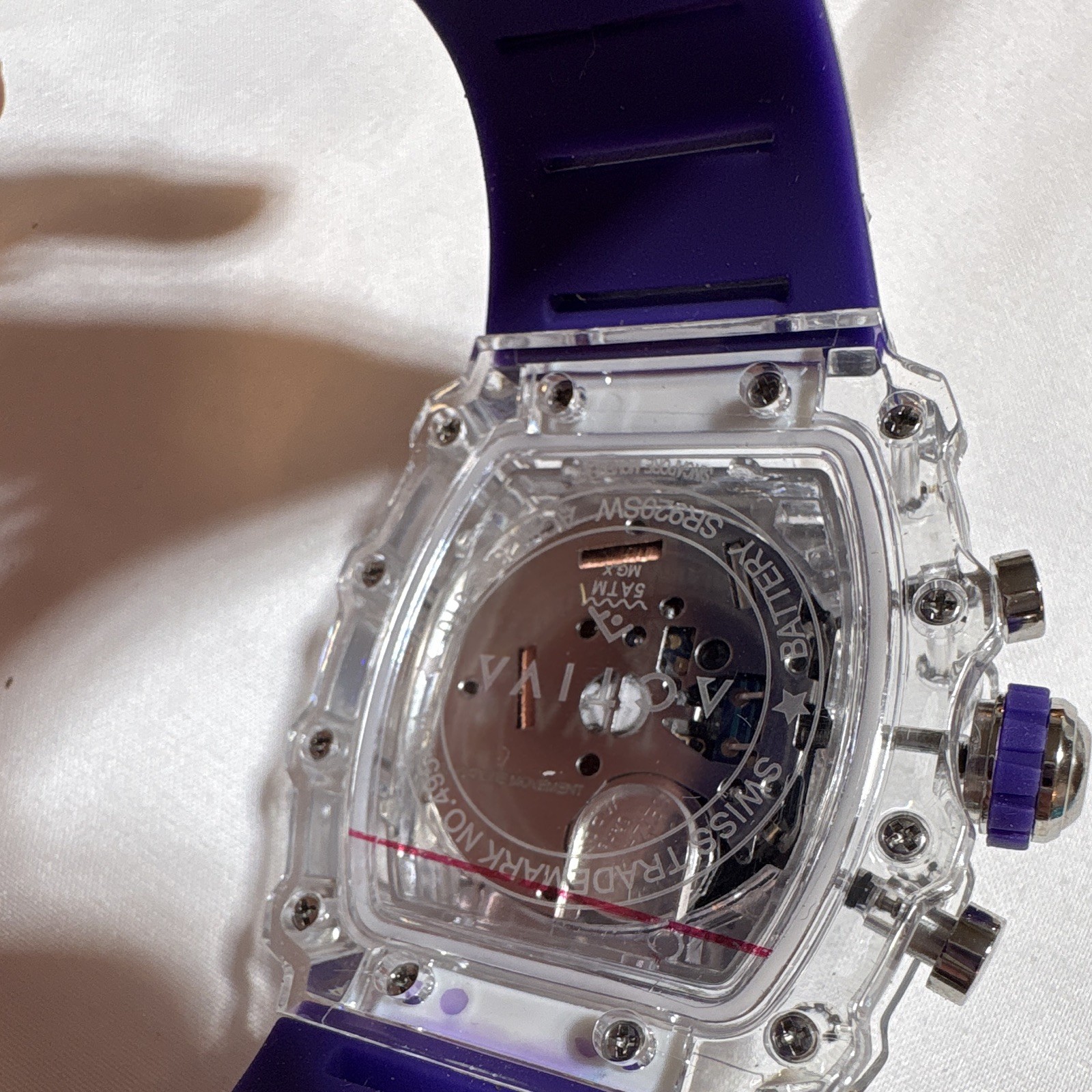 Activa ACW2305-010 Unisex 50mm Clear Resin Blue Silicone Multi-Function Watch