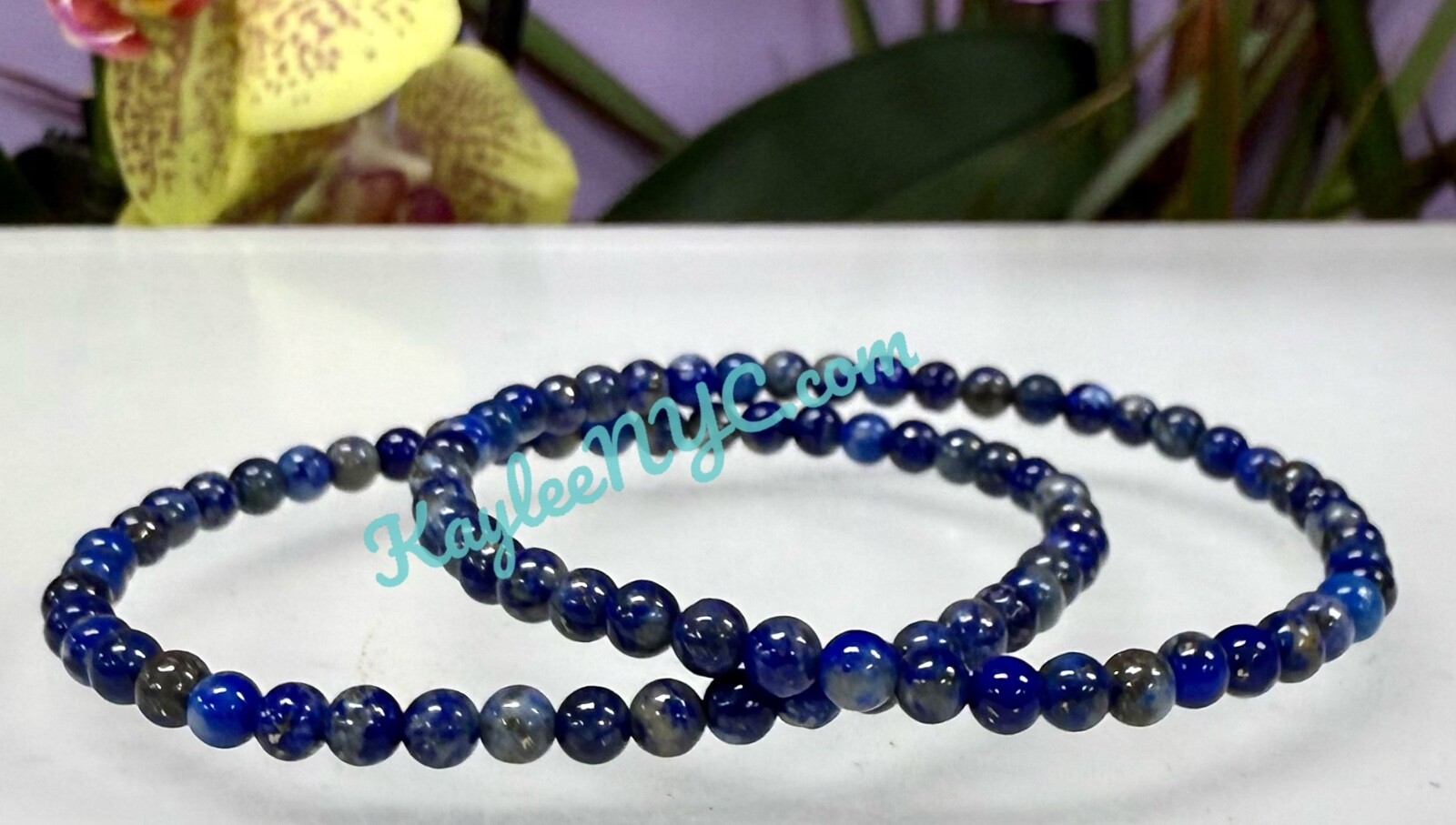 Wholesale Lot 6 Pcs Natural Lapis Lazuli 4mm 7.5” Crystal Stretch Bracelet