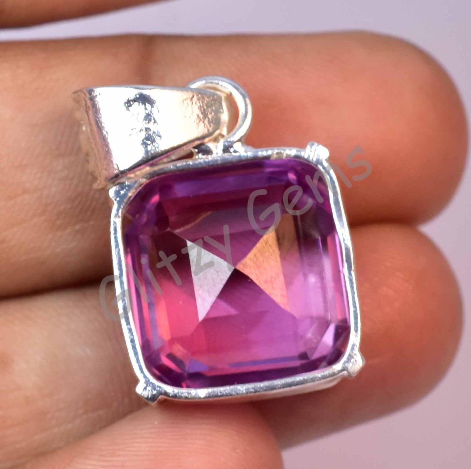 42.90 Ct Natural Boysenberry Sapphire 925 Sterling Silver Pendant Certified
