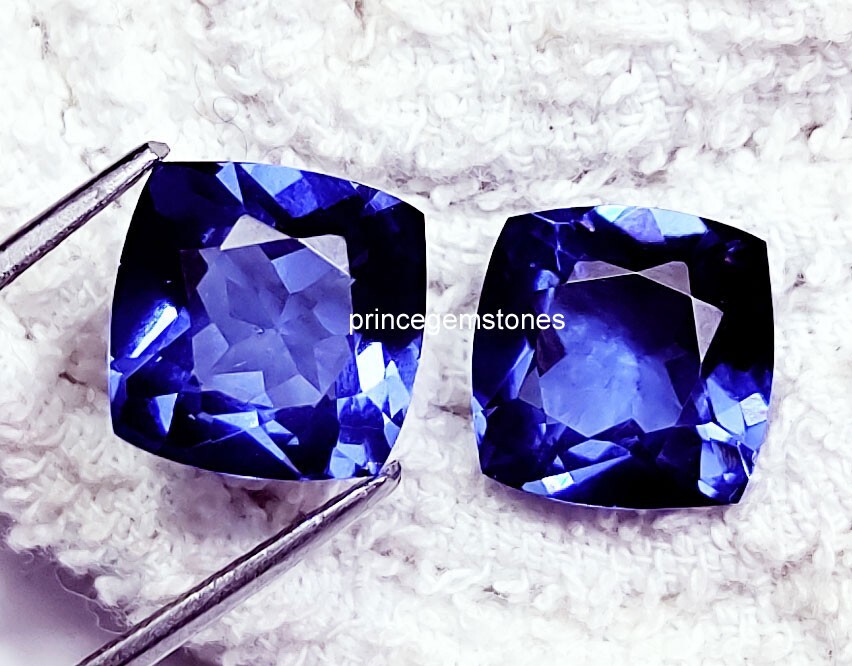 Natural Tanzanite Cushion Cut 16 Ct Pair Certified Loose Gemstone P051