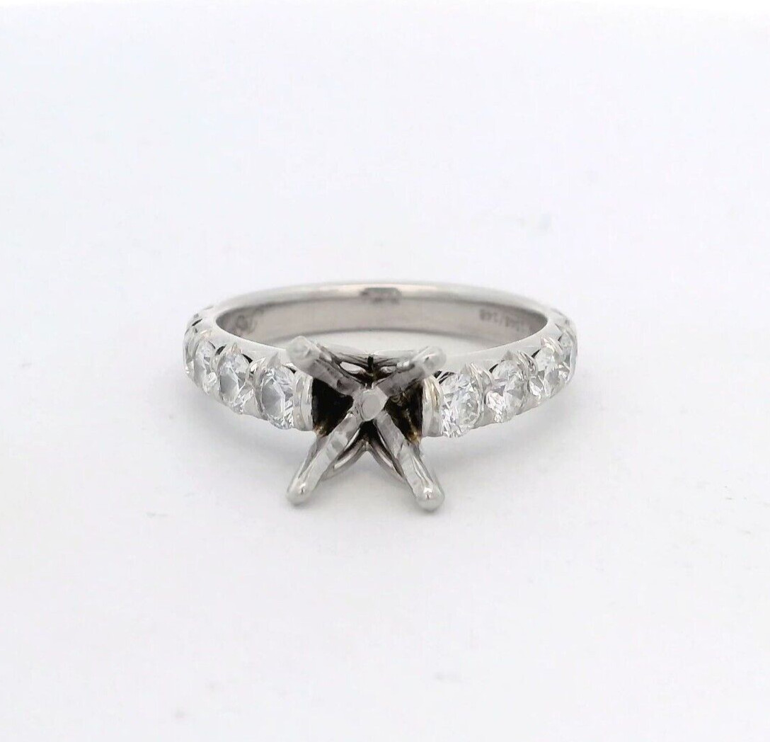 J.B. STAR Designer Platinum 950 0.90ctw Diamond Semi-Mount Ring w/cert 1046/148