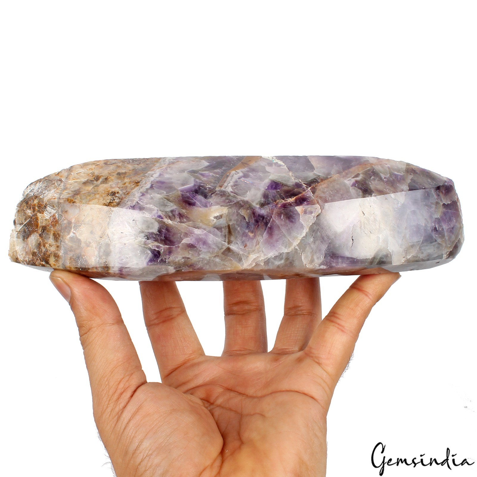 Natural Chevron Amethyst Loose Gemstone 1.1kg Huge Marquise Cut Untreated