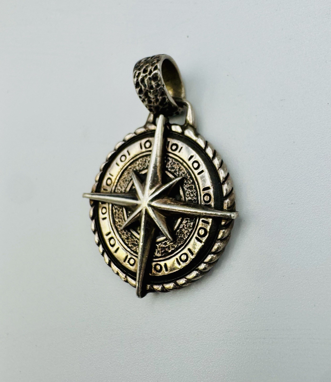 Sterling Silver Compass Pendant for Necklace Signed C&C 925