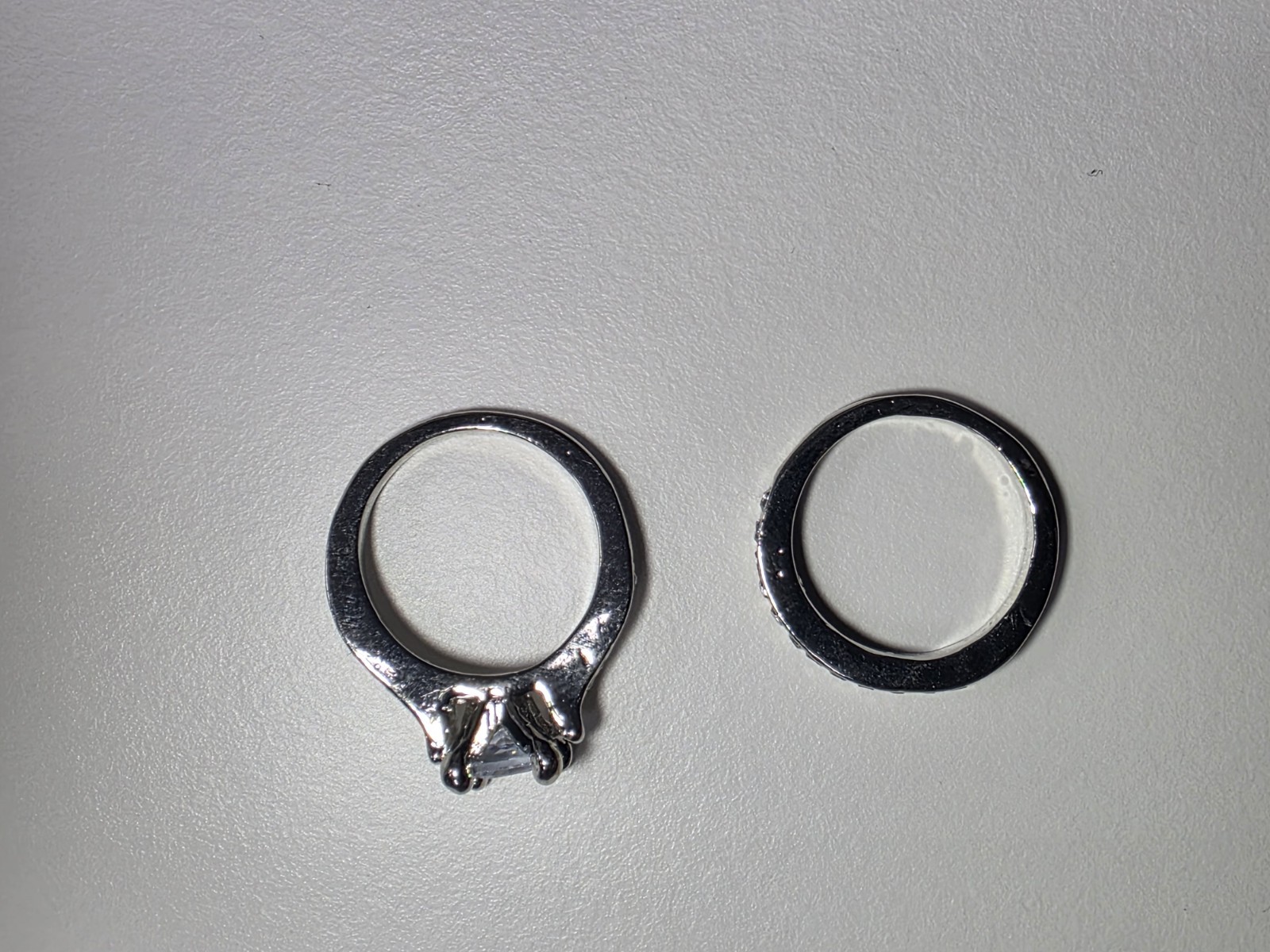 Set of 2 Square Synthetic Cubic Zirconia Engagement Rings, Size 5