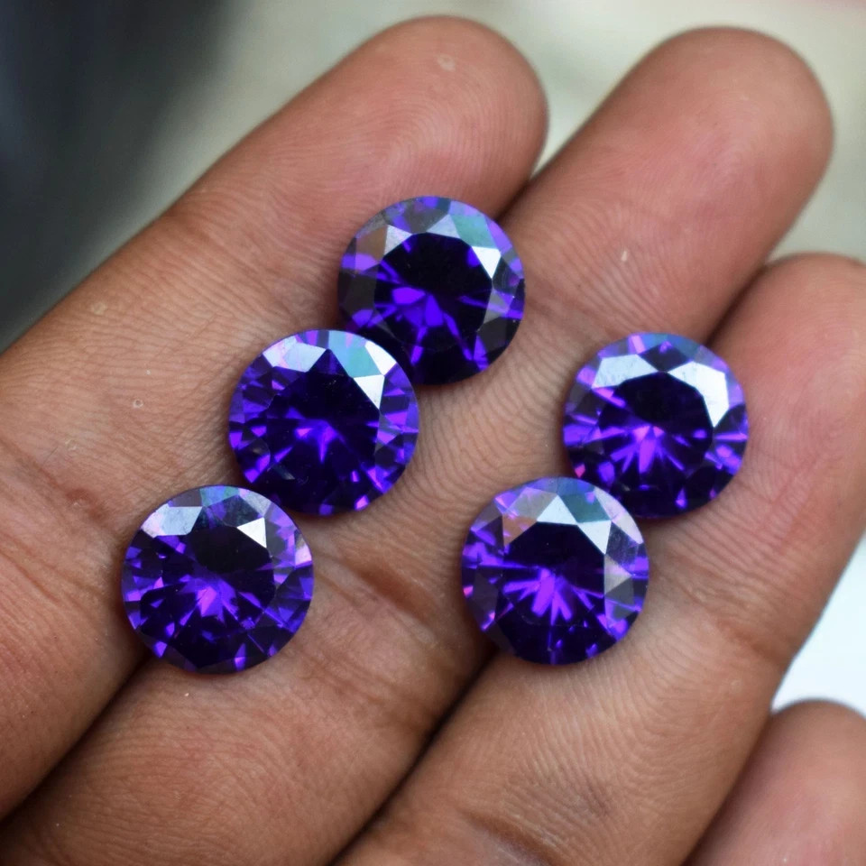 52.00 Carat Flawless Purple Amethyst Round Cut Certified 5 Pcs Gemstone Lot
