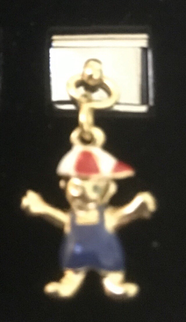 Little Boy hat Cap Dangle Italian Charm Enamel Link 9MM K47