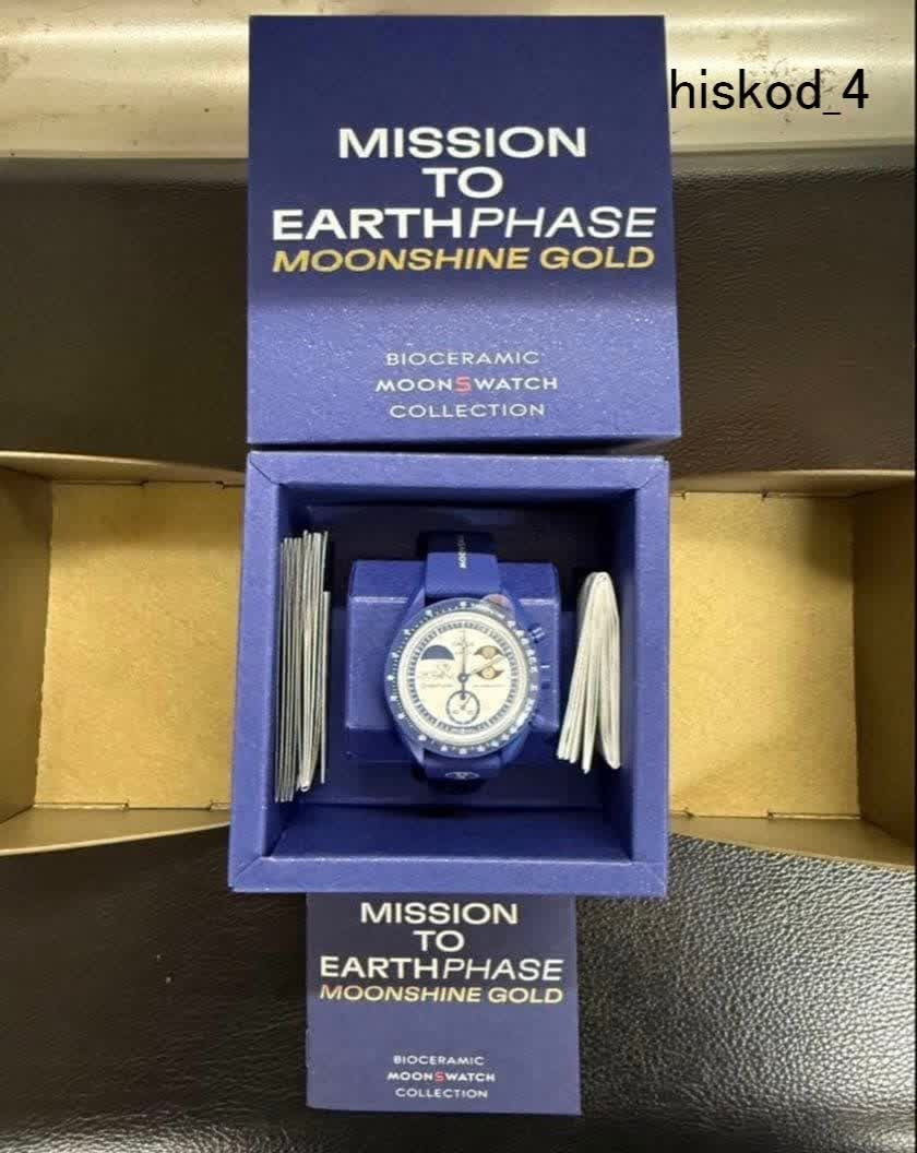 Swatch x Omega MISSION TO EARTHPHASE MOONSHINE GOLD 2nd Snoopy Beaver Moon Navy
