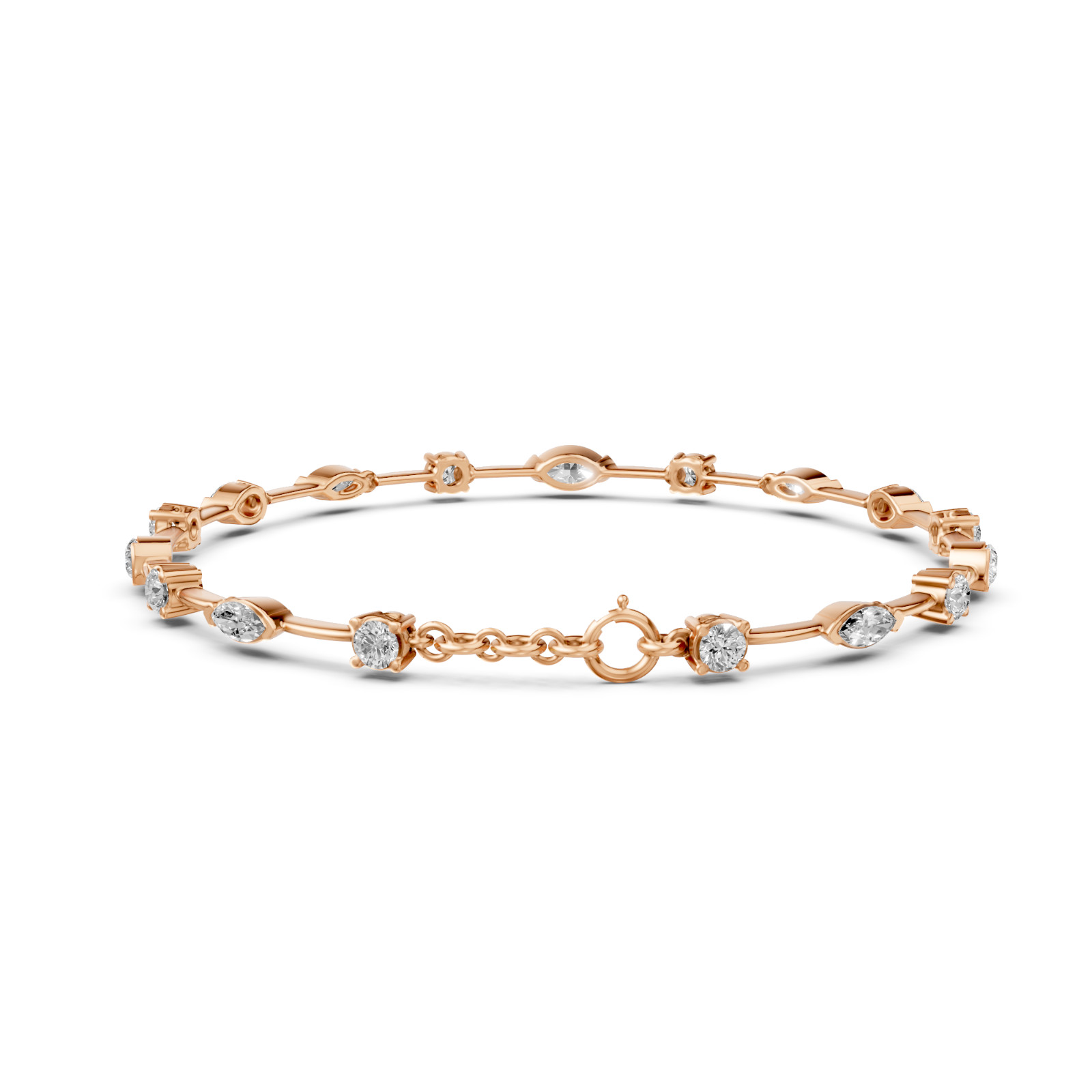 2.86 CT Marquise Lab Grown Diamond Station Chain Bracelet
