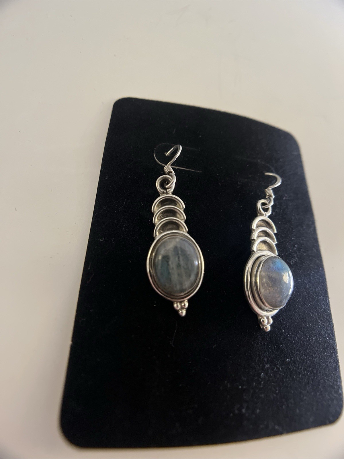 Lot of 3 Pairs Vintage 925 Sterling Silver Cabochon Dangle Earrings Boho