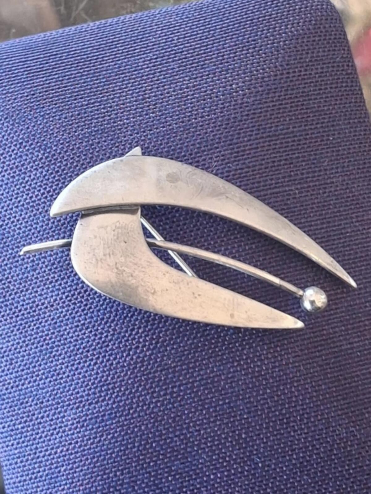 Vintage 1960s Midcentury ORB Otto Robert Bade Sterling Silver Modernist Brooch