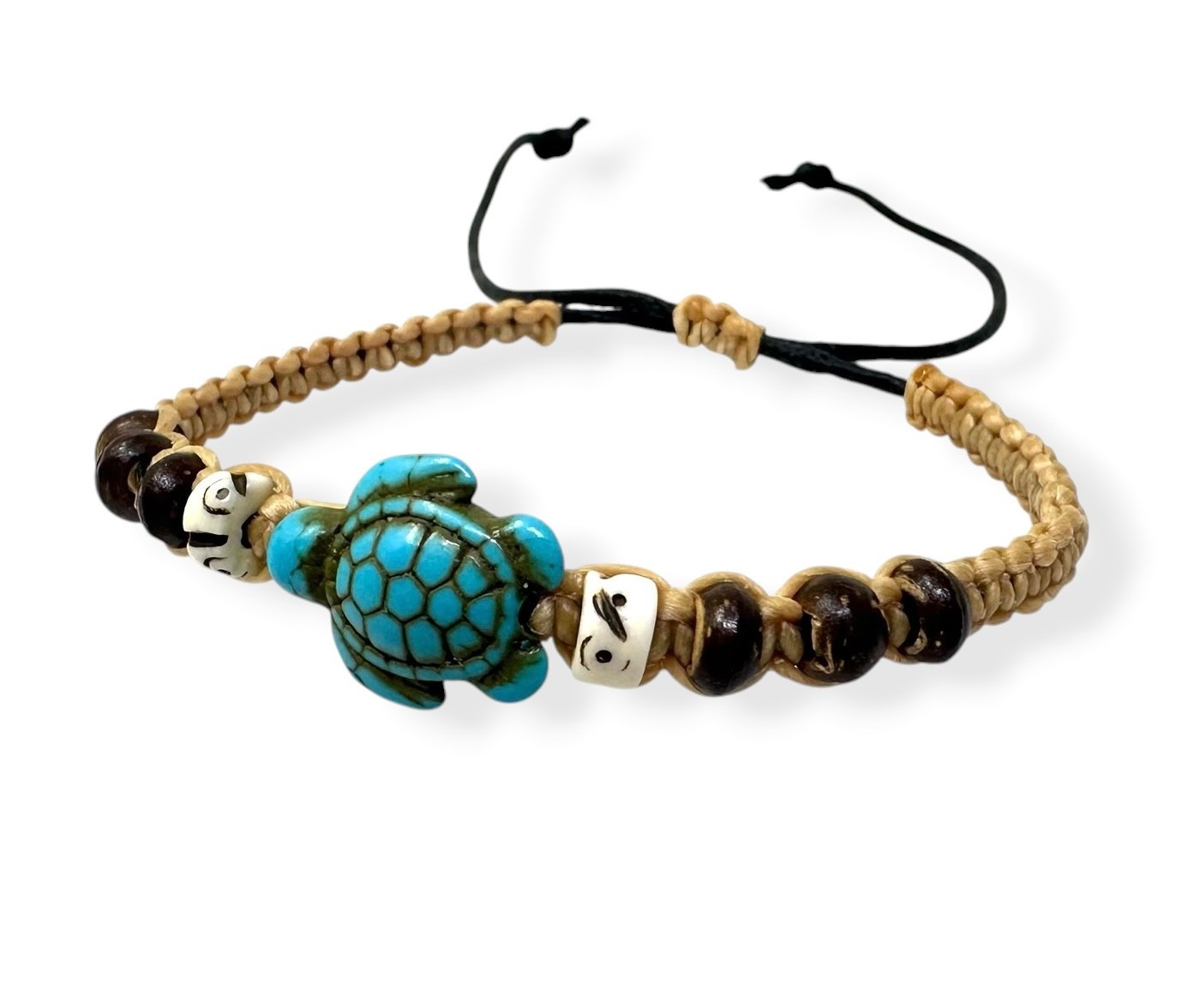 Sea Turtle Bracelet Braided Macrame Adjustable Cord Beach Bracelet Unisex Turtle