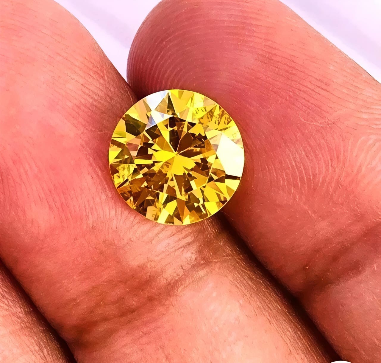 5 CT Fancy Yellow Color, Round Cut VVS1 Moss Diamond Quality gemstone 11.50MM