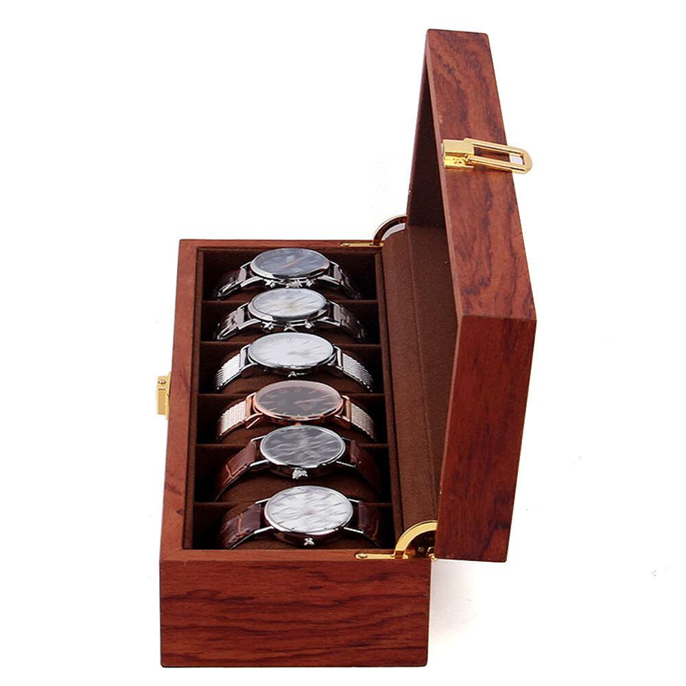 6/10/12 slot Luxury Watch Box Jewelry Display Case Organizer Wood Grain