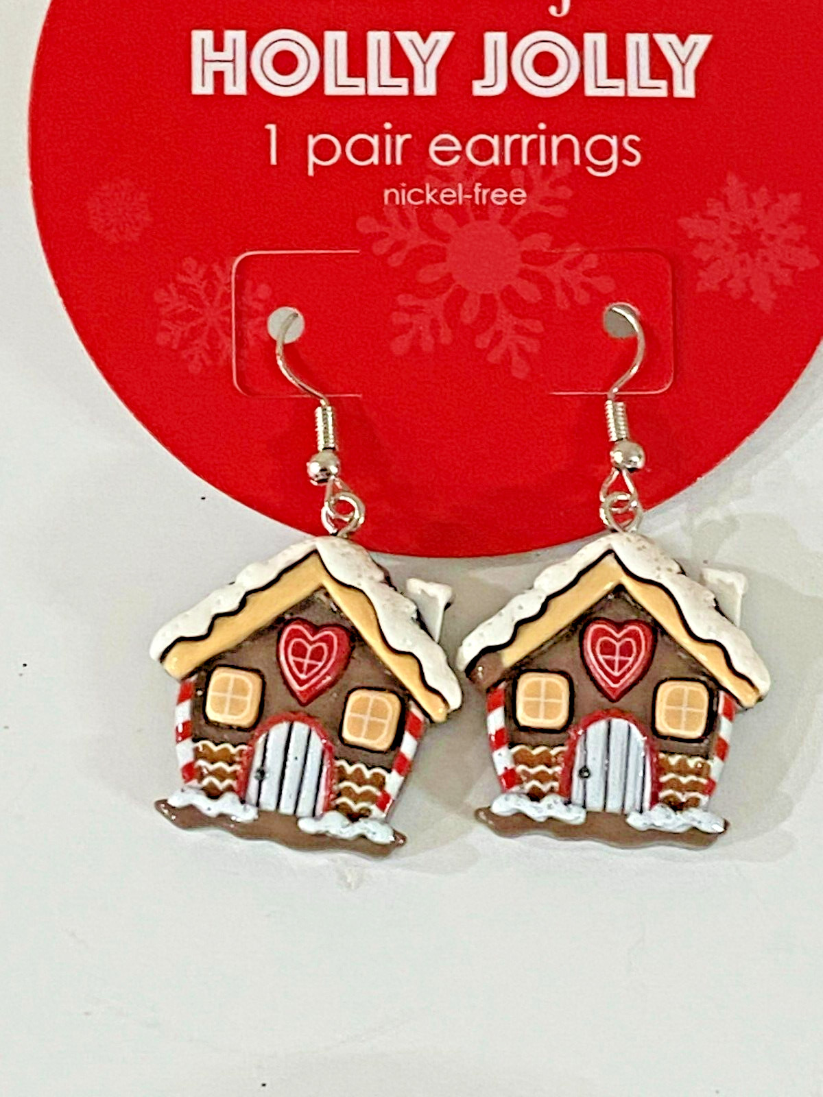 NEW HILDIE & JO 1″ GINGERBREAD HOUSE DANGLE EARRINGS SHIPS FREE
